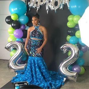 Custom designed beautiful two piece prom dress